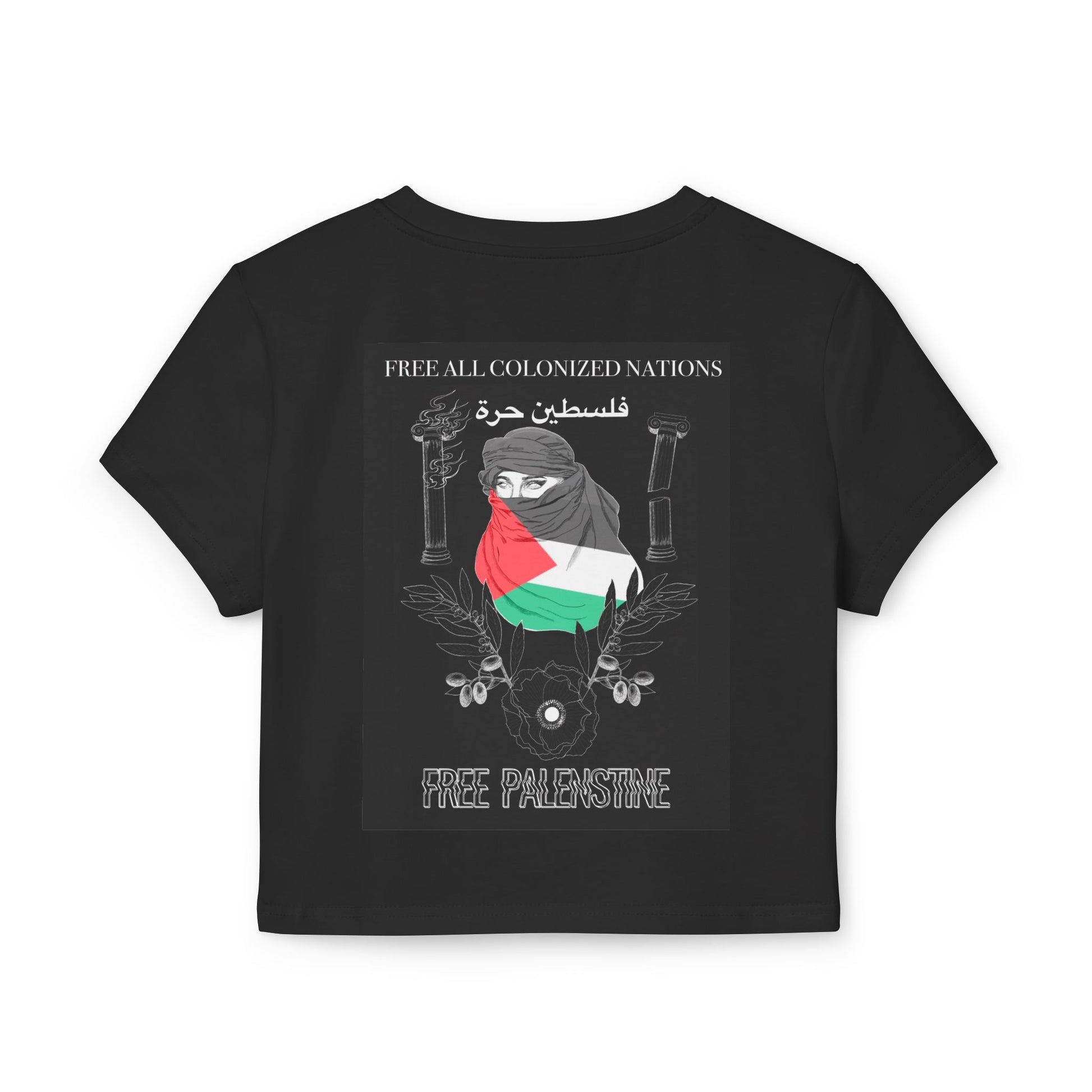 Empowering Women's Baby Tee – Free Palestine Statement Tee, Feminist Fashion, Protest Wear, Casual Chic Top, Gift for Activists