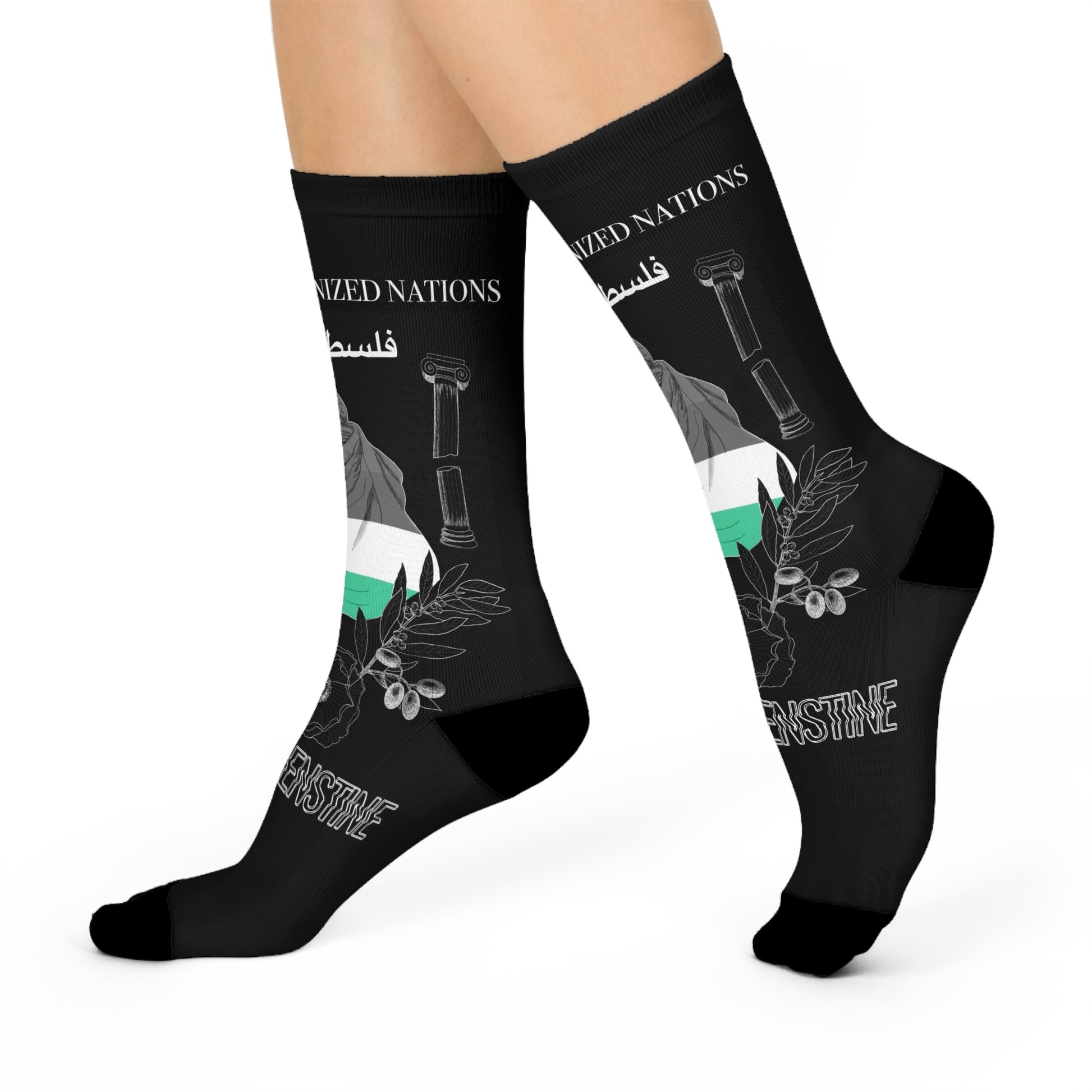Palestine Pride Crew Socks | Unique Cushioned Socks for Activists | Cultural Apparel | Comfortable Gifts for Her