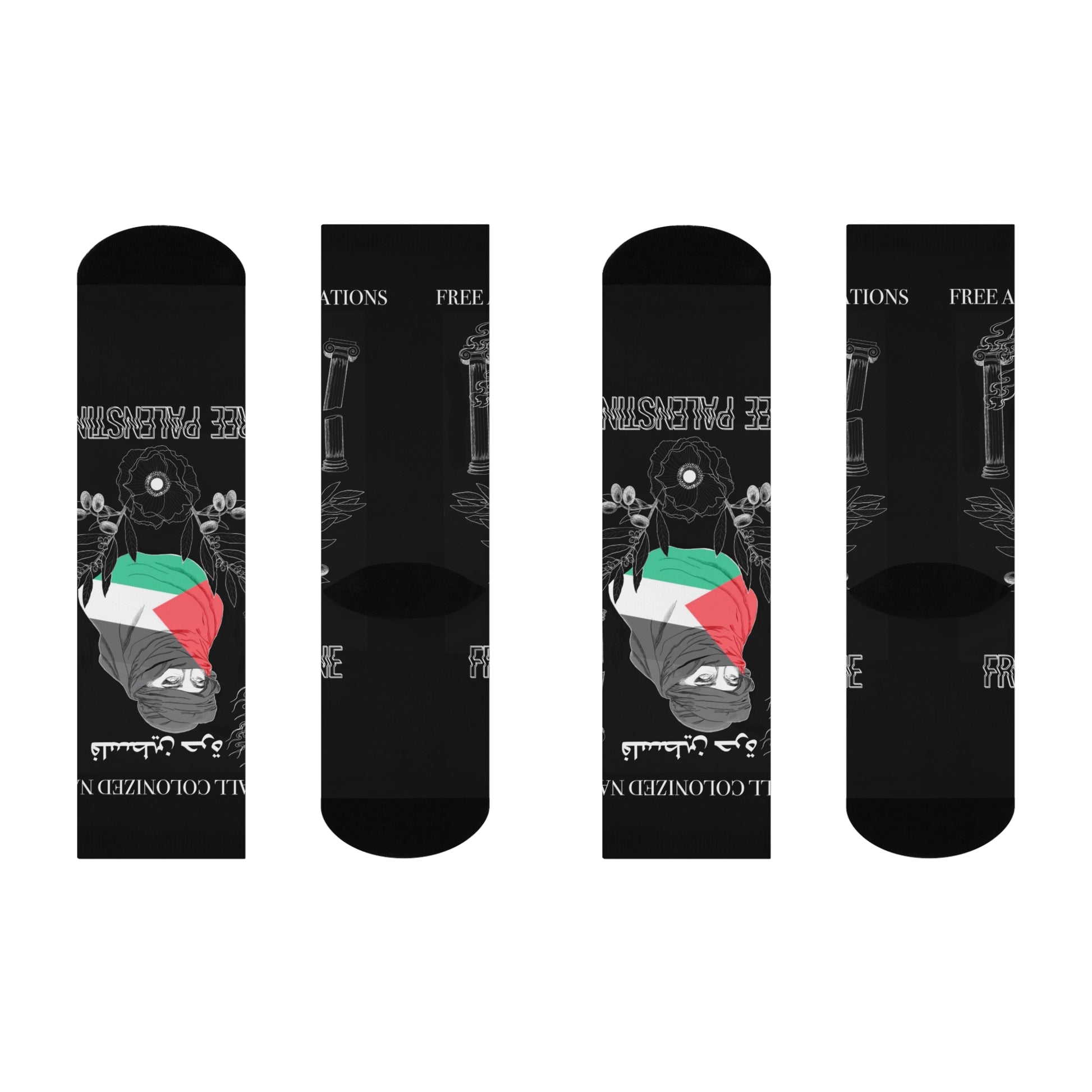 Palestine Pride Crew Socks | Unique Cushioned Socks for Activists | Cultural Apparel | Comfortable Gifts for Her
