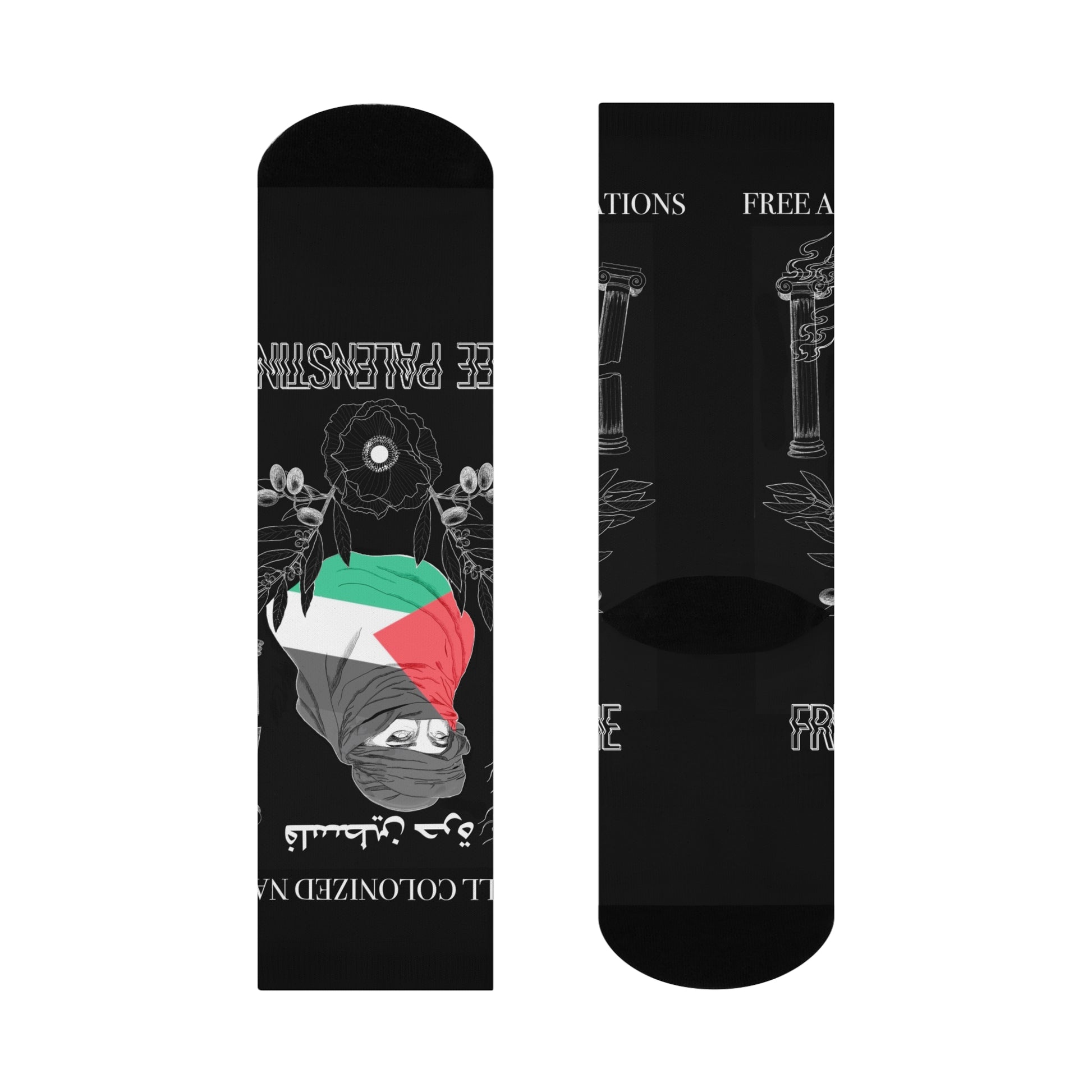 Palestine Pride Crew Socks | Unique Cushioned Socks for Activists | Cultural Apparel | Comfortable Gifts for Her