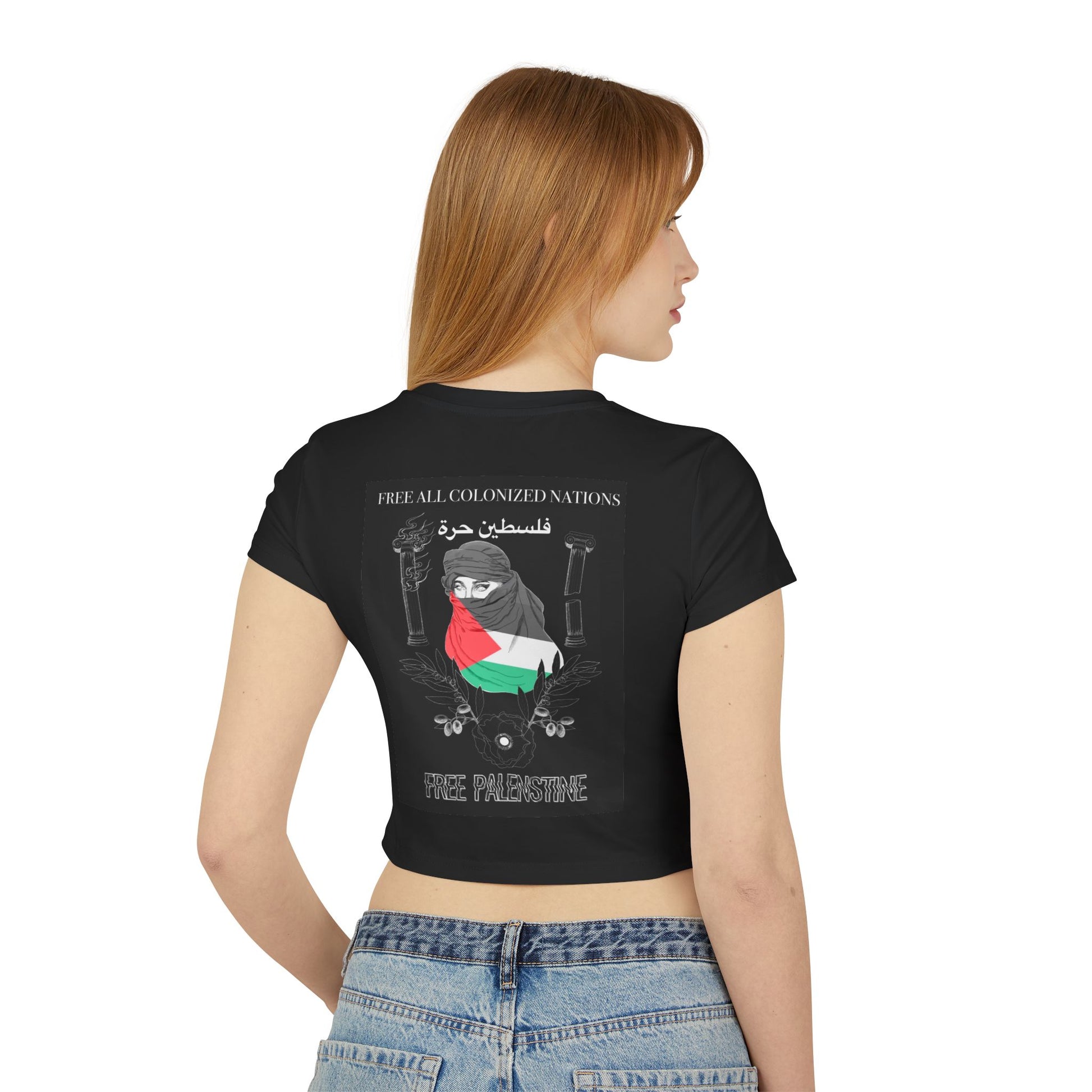 Empowering Women's Baby Tee – Free Palestine Statement Tee, Feminist Fashion, Protest Wear, Casual Chic Top, Gift for Activists